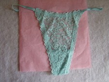 New Victoria  s Secret Mint Green Floral Lace Strappy Sides Thong String Panty