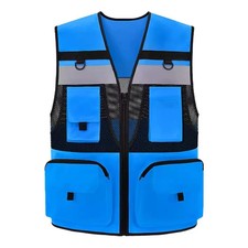 Mesh Safety Vest With Tool Pockets Breathable Work Gilet High Visibility Vest Wo