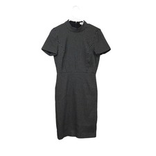 J.Crew Short-Sleeve Mock Neck Jacquard Dress Knee Length Polka Dot Size 4 Small