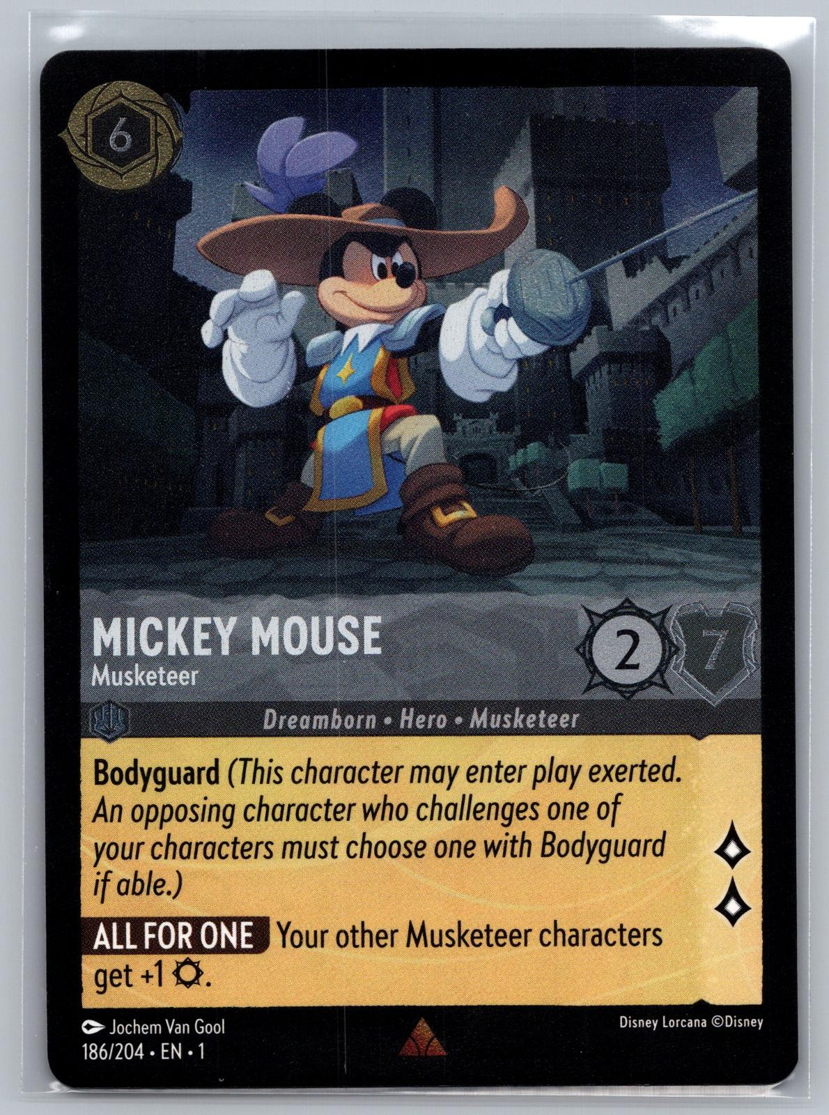 Mickey Mouse - Musketeer 186/204 Rare The First Chapter Lorcana Cold Foil NM
