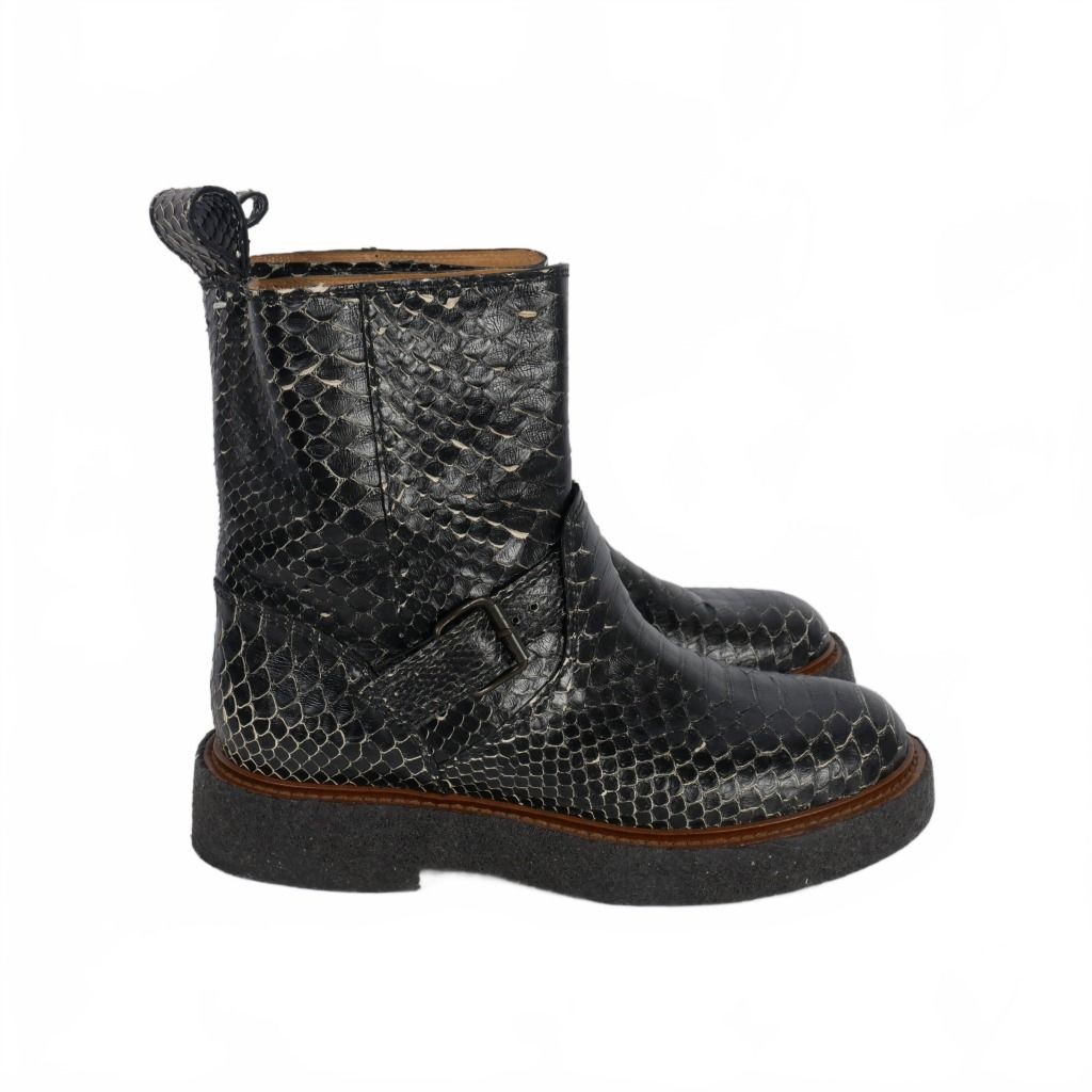 Martin Margiela Python Leather Engineer Boots Bla… - image 3