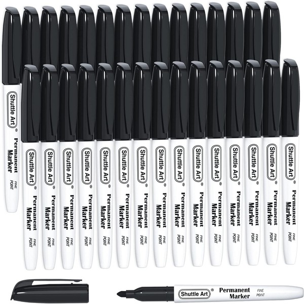 Permanentmarker Set 30 StüCk Schwarz Feine Spitze FüR Kunststoff Holz Metall 3+-image