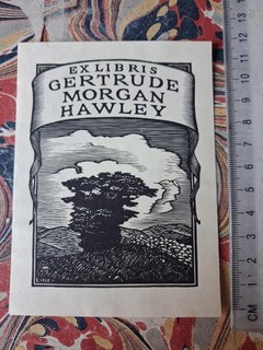 19/20th cent American EX LIBRIS BOOKPLATE Gertrude Morgan Hawley By Lankes
