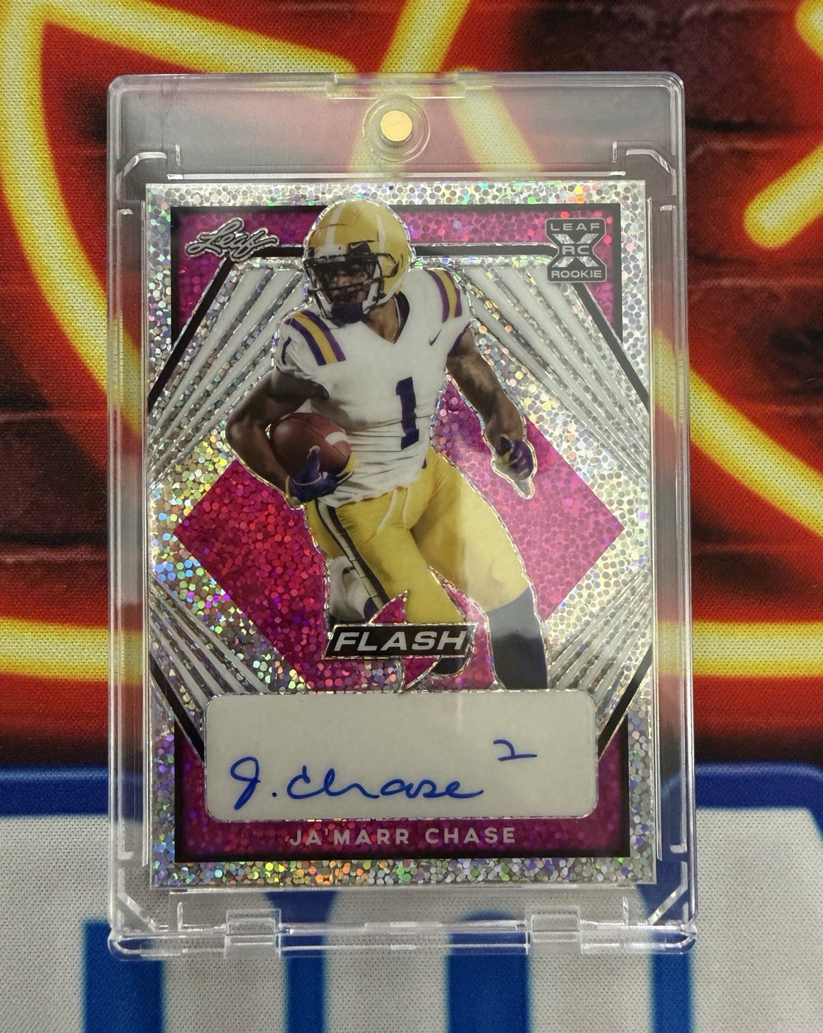 Leaf 2021 Leaf Flash Ja'Marr Chase LSU Tigers Auto #BA-JMC Pink Serial #/15
