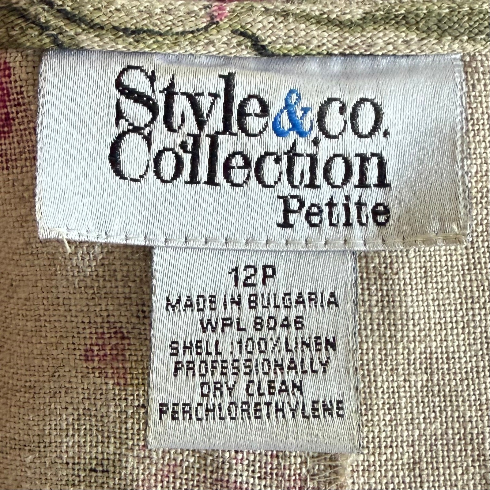 Style&Co 100% Linen Maxi Dress 12P Floral Lagenlook Prairie Peasant Cottagecore