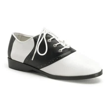 SAD50/BW/PU Women's Black & White Retro 50's Halloween Costume Saddle Shoes