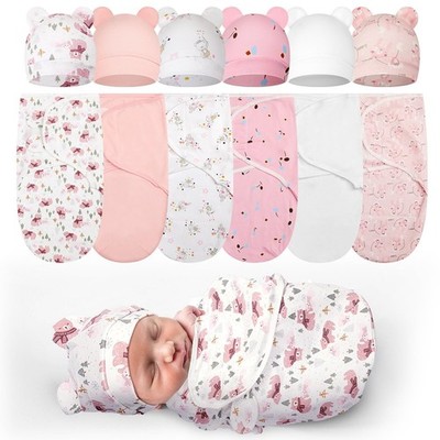 Ramede 6-Pack Preemie Swaddle Blanket with Hats - Baby Boy & Girl Sleep Swaddle