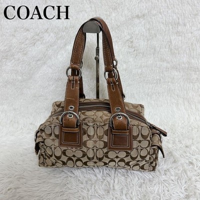COACH 10078 Soho Mini Boston Bag Signature Y2K Handbag Brown