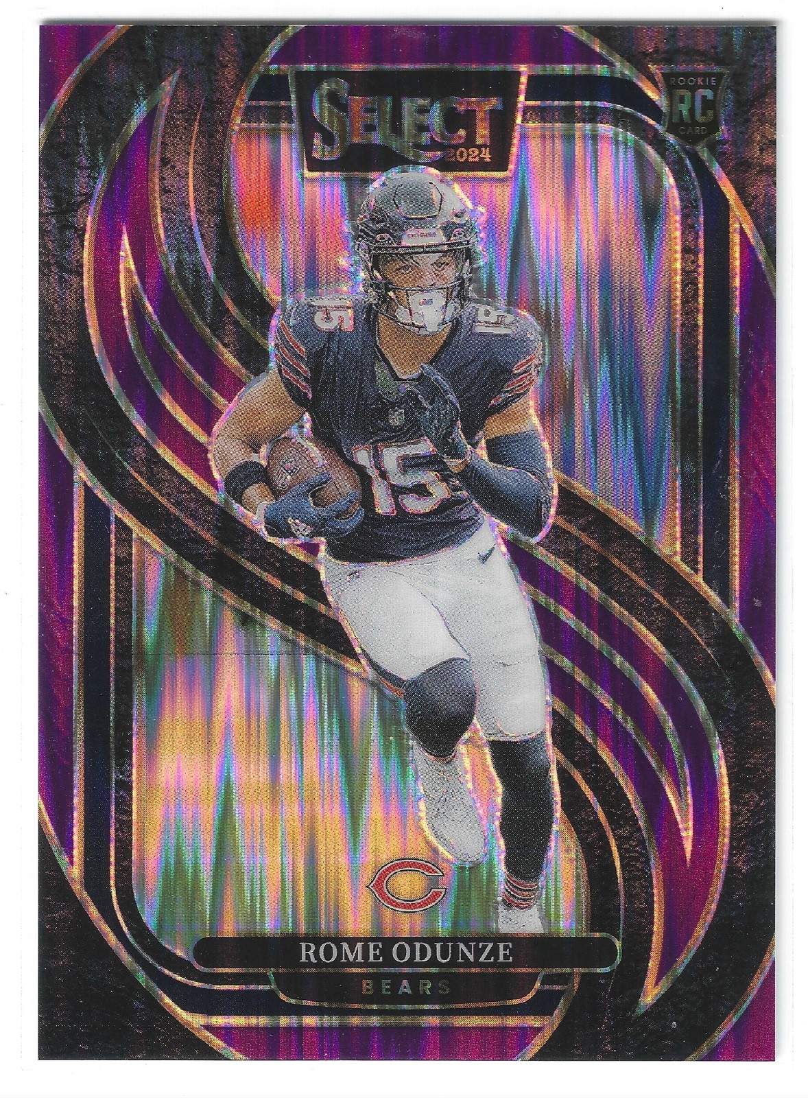 2024 Panini Select Rome Odunze #136 Premier Level Purple Shock Prizm RC /360 SP