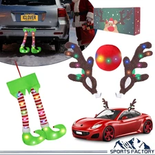 Christmas Reindeer Antlers & Elf Leg Set w/LED Lights for Car Truck SUV Decor