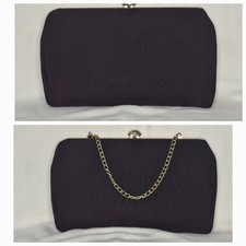 Vintage Deep Violet Chiffon Handbag / Clutch With Gold Accents
