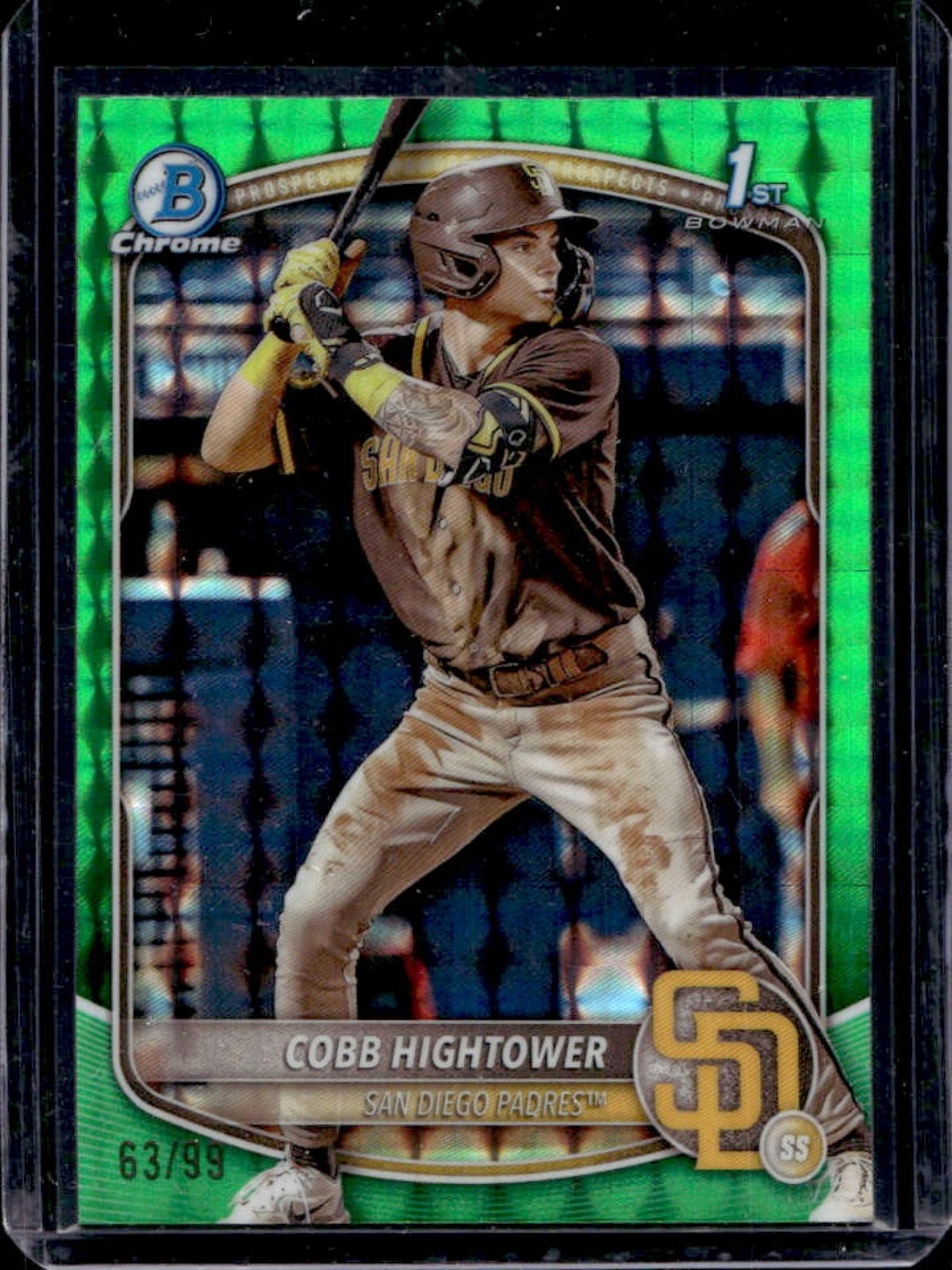 2025 Bowman Cobb Hightower Chrome Green Geometric Refractor 1st Prospect #63/99