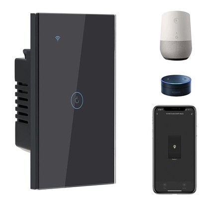 BSEED Smart Light Switch,1 Gang WiFi Touch Switch 1 Gang-WiFi, Black-WiFi 
