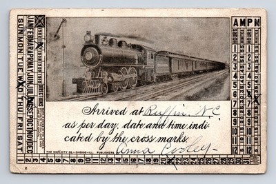 1907 Train Arrival Markable Date Time Railroad Postcard