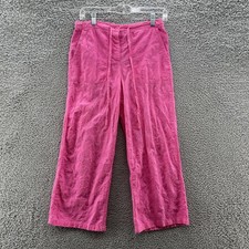 VTG 90s Lilly Pulitzer Pants Women Medium Pink Embroidered Wide Leg Crop Lounge
