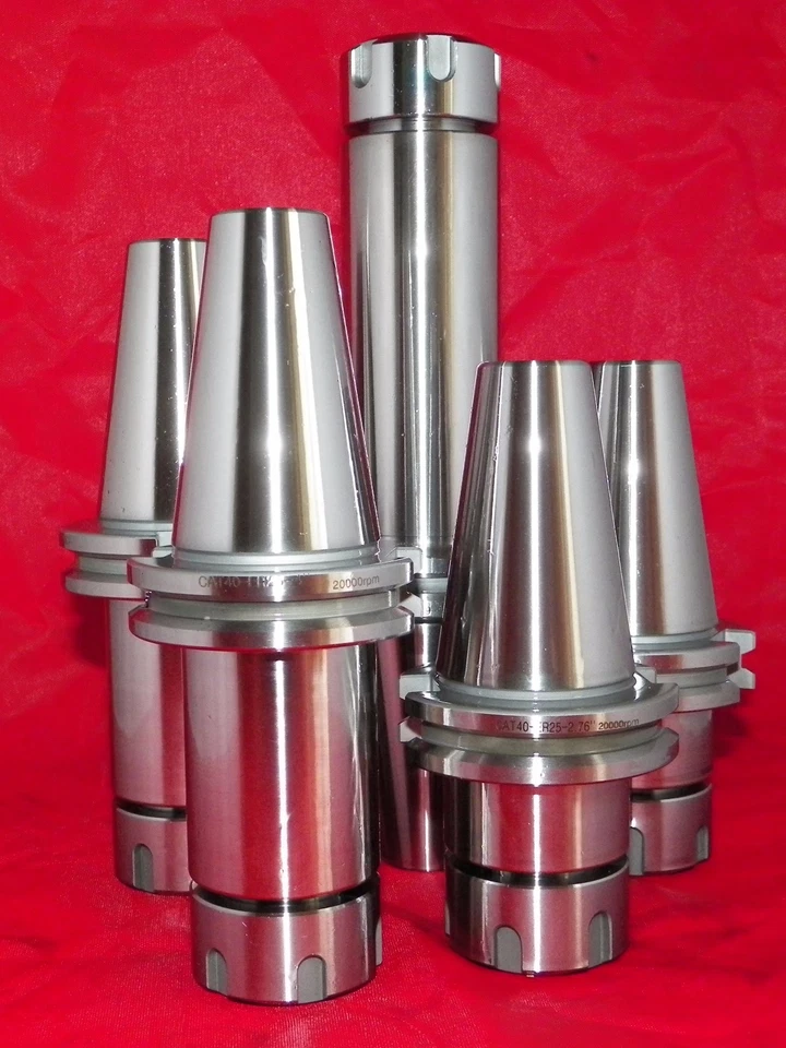 Z LIVE CENTER CAT40 ER25 Precision Collet Chucks 5 PCs w Proj. 2.76"-4"-6" Balance G2.5 @20K