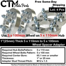 4x 1 Thick 5x110 To 5x100 Wheel Spacer Adapters Fit Chevysaturnpontiacmore