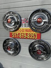 1966 Buick Skylark 2 Bar Red Spinnerbeautiful Used Original Hubcaps 14 Set 4