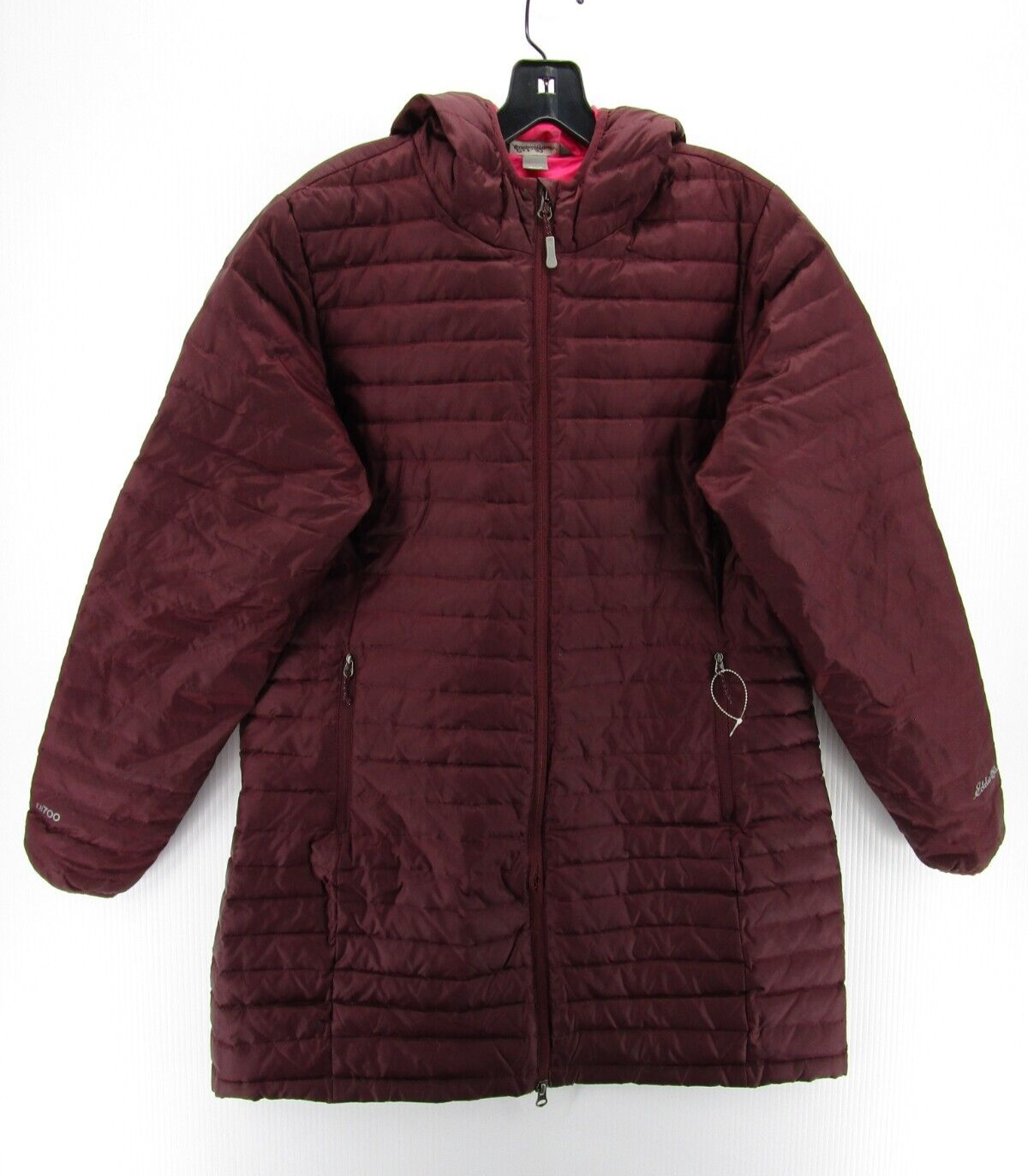 Eddie Bauer Jacket Women Large Red EB700 Parka Down Bubble Coat Hoodie