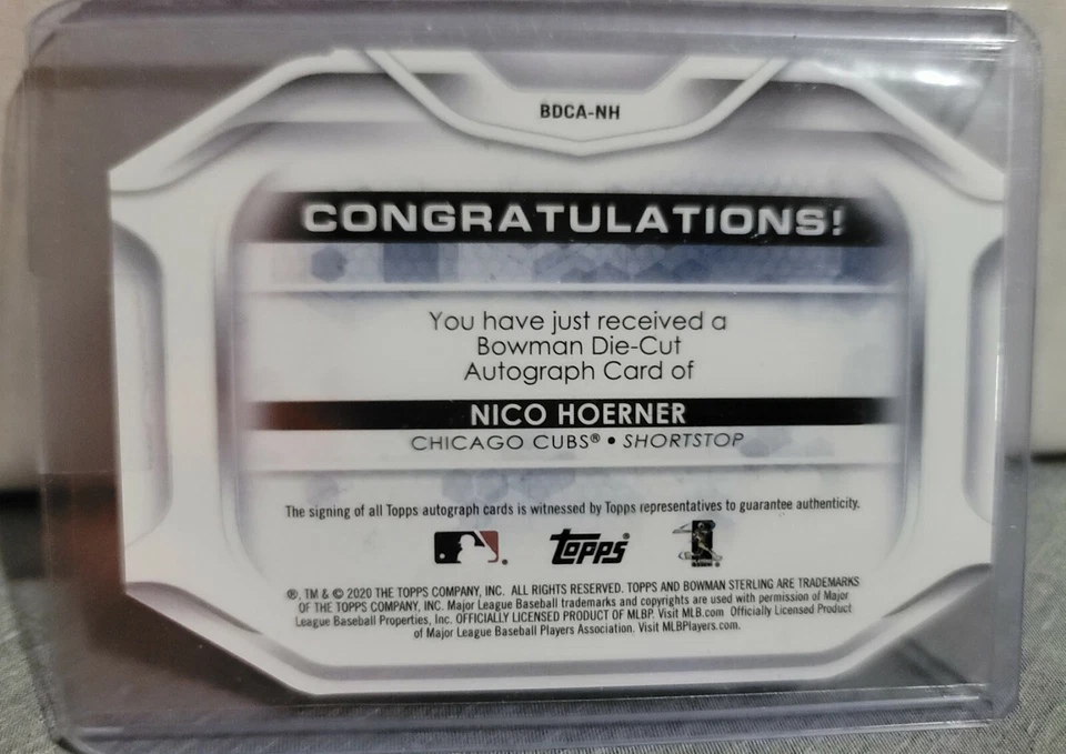 Nico Hoerner 2020 Bowman Sterling Chrome Refractor RC On Card Auto 2/5 Autograph - Image 2 of 2