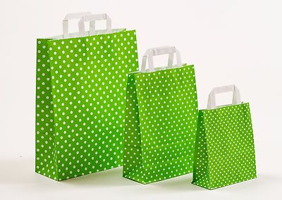 Papiertragetaschen Punkte Polka-Dots GRÜN Papiertüten Tüten Tragetaschen 