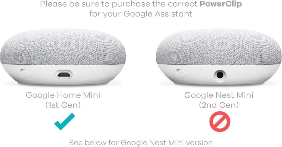 NEW - PowerClip Outlet Mount for Google Home Mini 1st GEN (Chalk) 360580 - Image 2 of 4