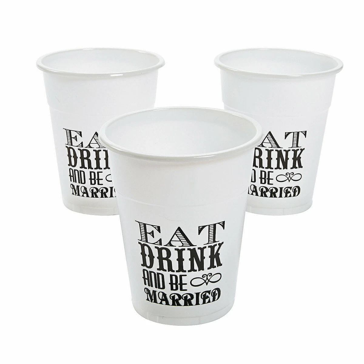 Eat Drink Be Married Plastic Cups Wedding Party Supplies 150 Pieces