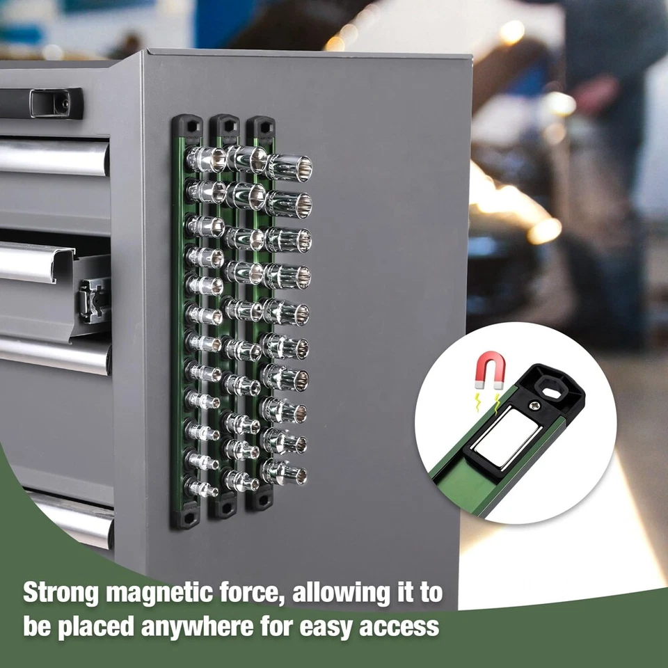 WORKPRO 3/8 Dr Magnetic Socket Organizer Aluminum Alloy Heavy Duty Socket Holder - Image 3 of 4