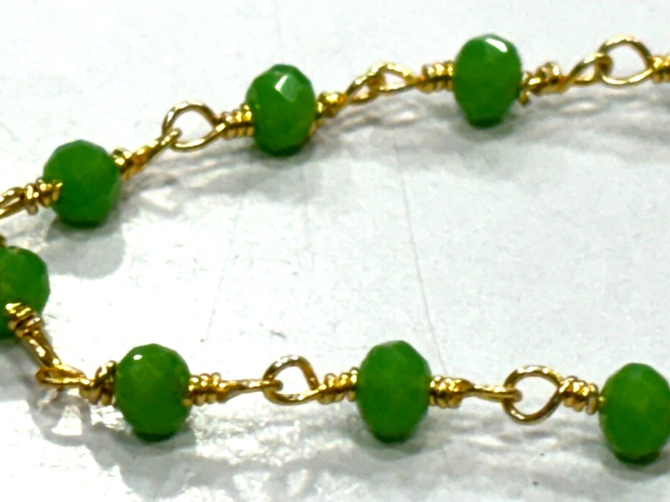 CUENTAS CHRSOPRASE HDRO RONDELLE FACETADAS 3-4 MM MM CHAPADAS EN ORO 60 PULGADAS Foto 3 de 4