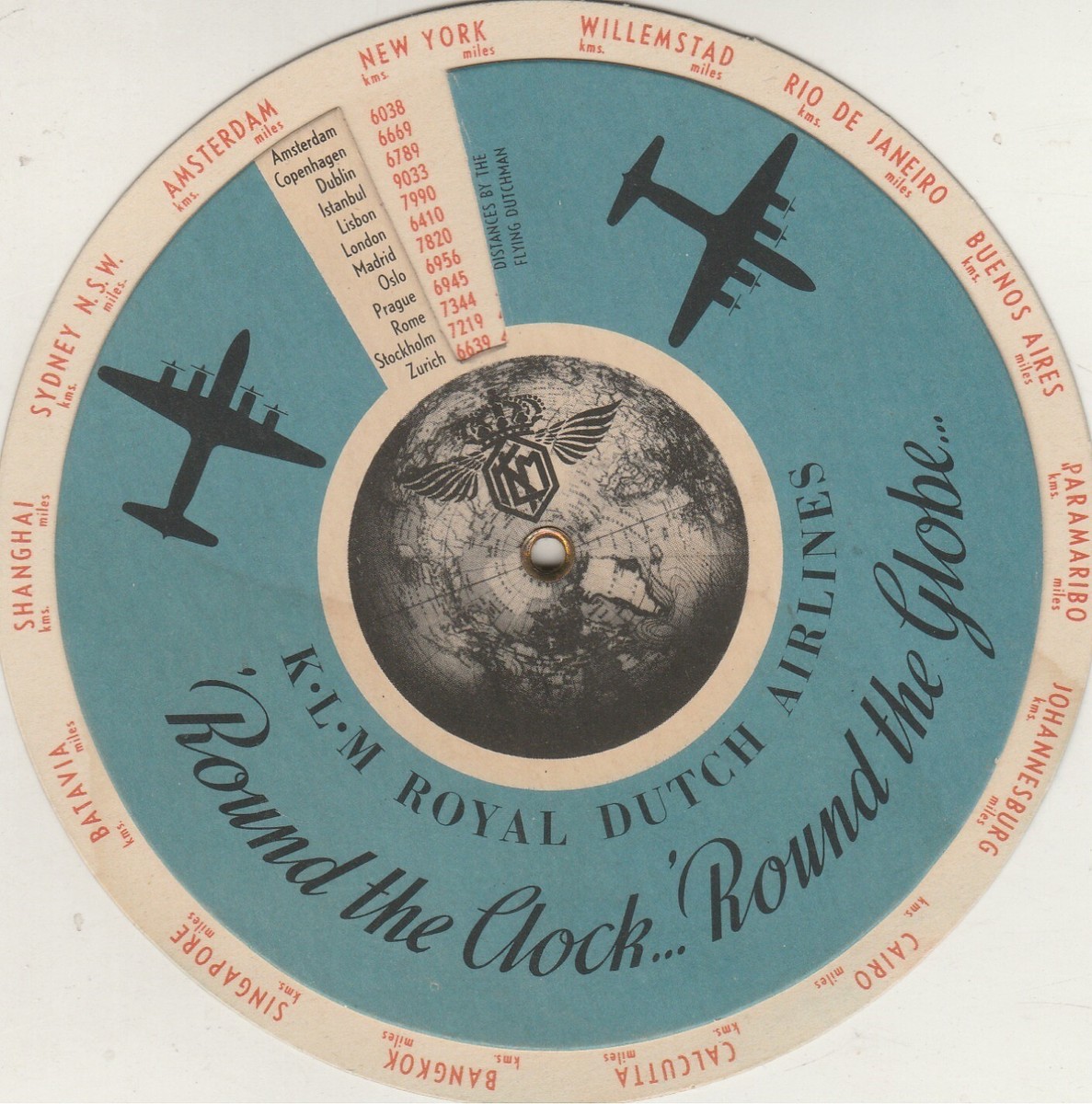 NETHERLANDS-KLM old Rare Circular Time Selector By Royal