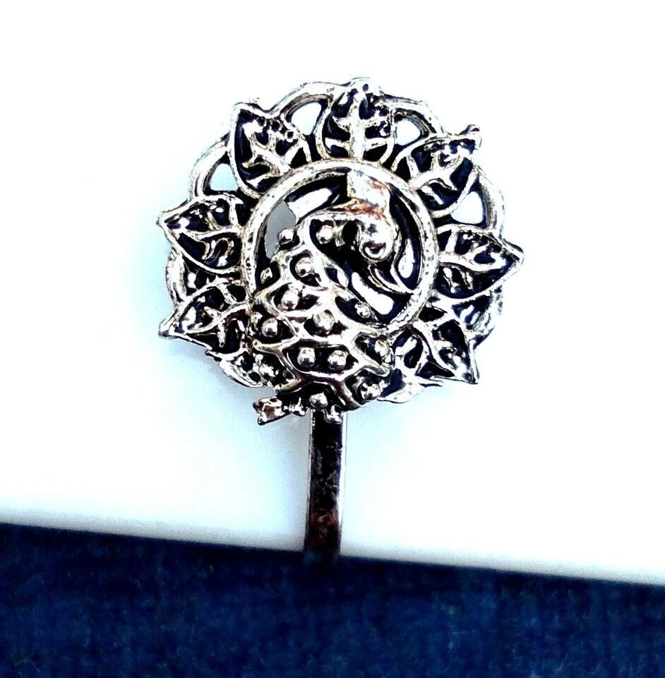 Anel de nariz com clipe oxidado prata indiano feminino nariz orelha broche presente dia das mães - Imagem 4 de 4