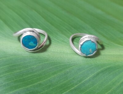 Handcrafted Small Turquoise Ring in Silver by Ecuadorian Artisans