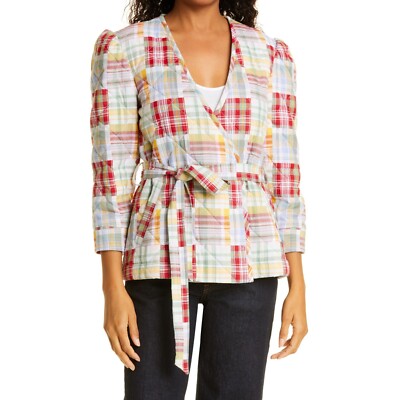 Cinq à Sept Triss Quilted Organic Cotton Wrap Jacket in Meadow Multi NEW Small