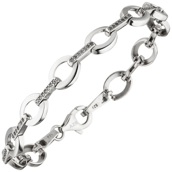 "Jobo \"52445\" Armband 925 Sterling Silber 70 Zirkonia 19 Cm Silberarmband"-image