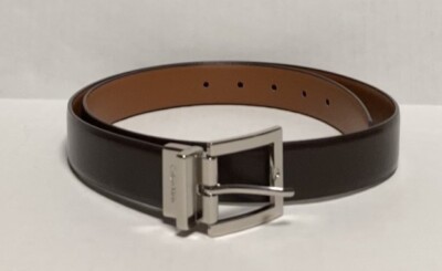 Mens Calvin Klein Dress Belt Synthetic Brown Leather Silver  display picture 3