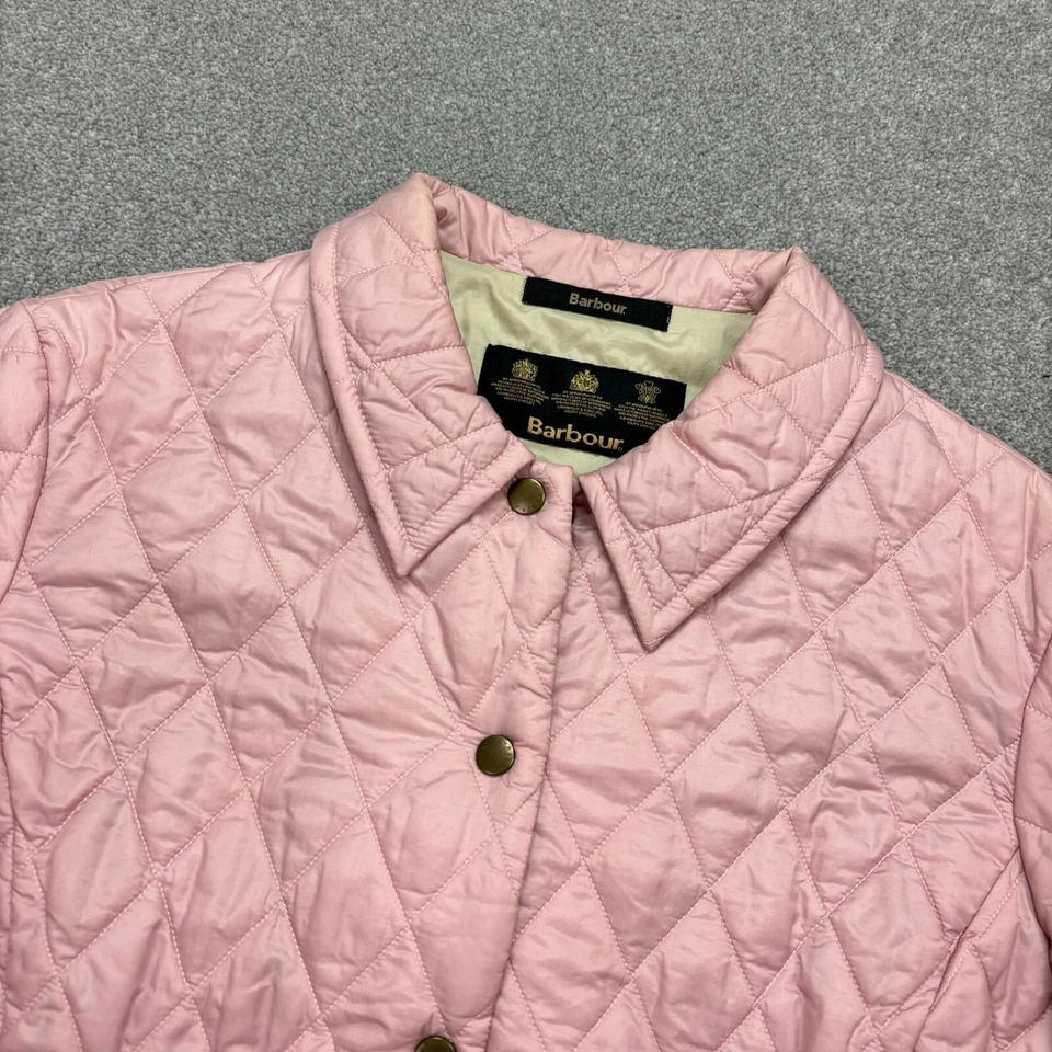 Barbour Jacket Womens Medium Pink Quilted Hunting Field Country Coat Ladies - Image 3 of 4