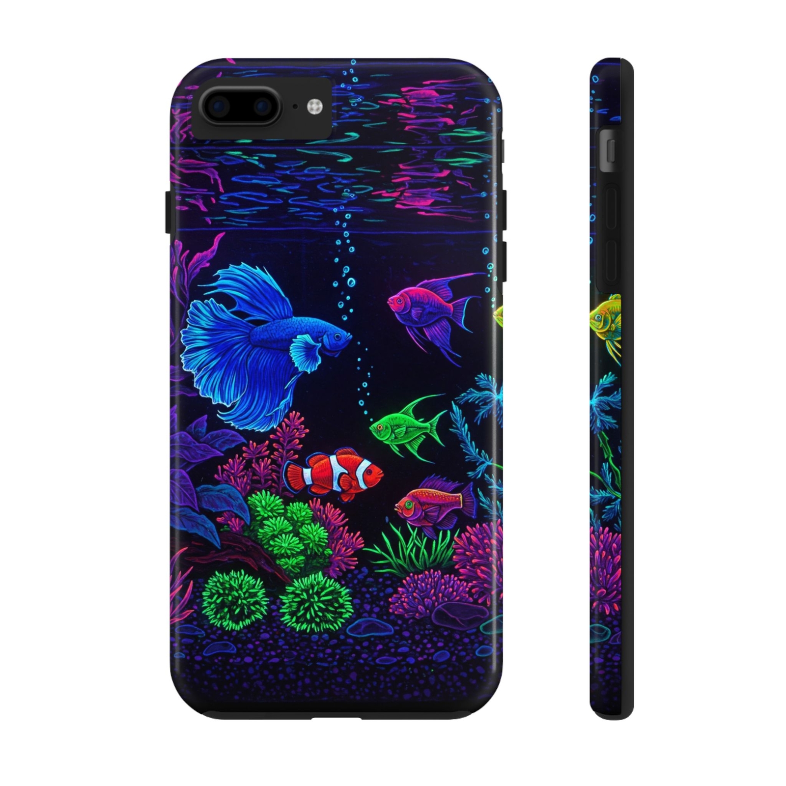 Funda de teléfono con peces vibrantes, cubierta para teléfono inteligente Ocean Life, arte acuático, colorido mar
