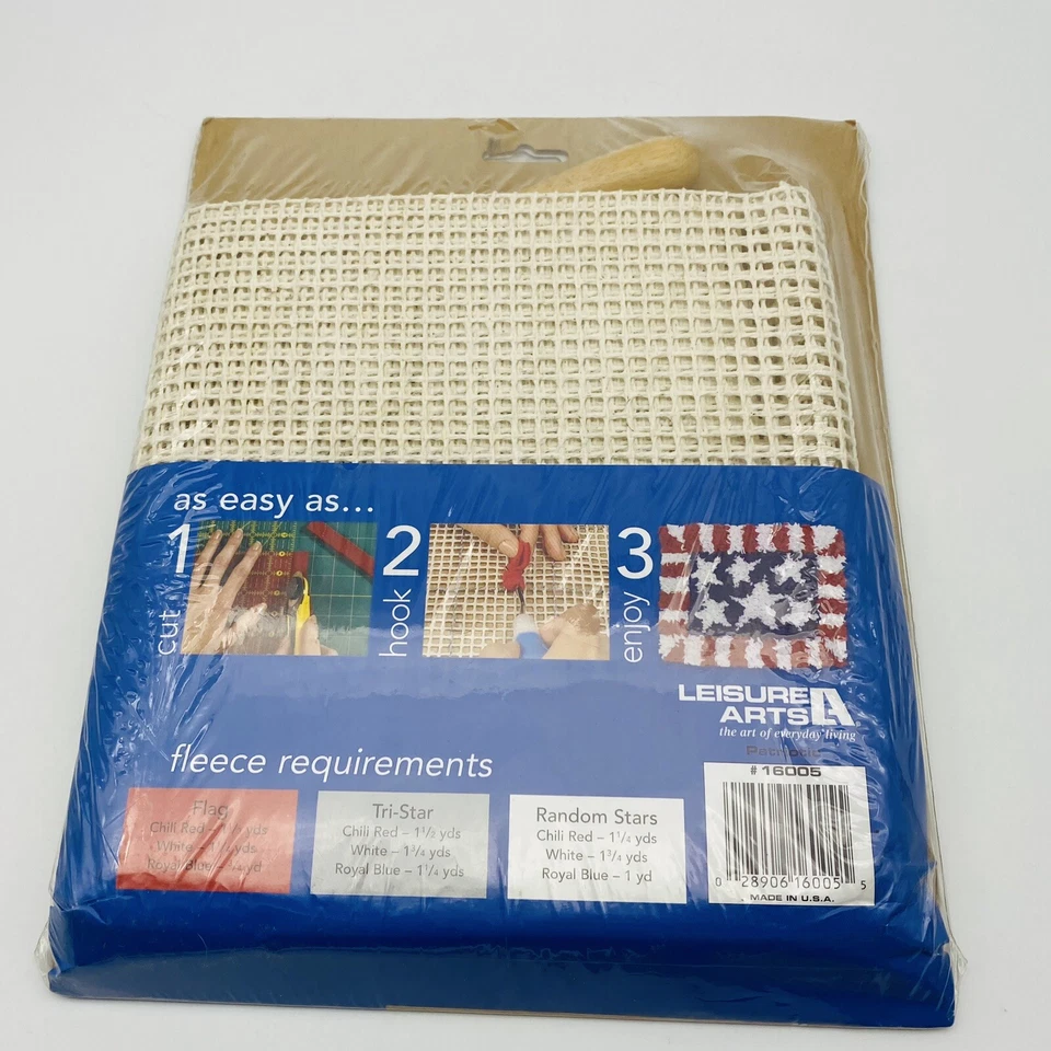 Kit de alfombra polar contemporánea enganchada Leisure Arts bandera americana rojo blanco azul Foto 3 de 4