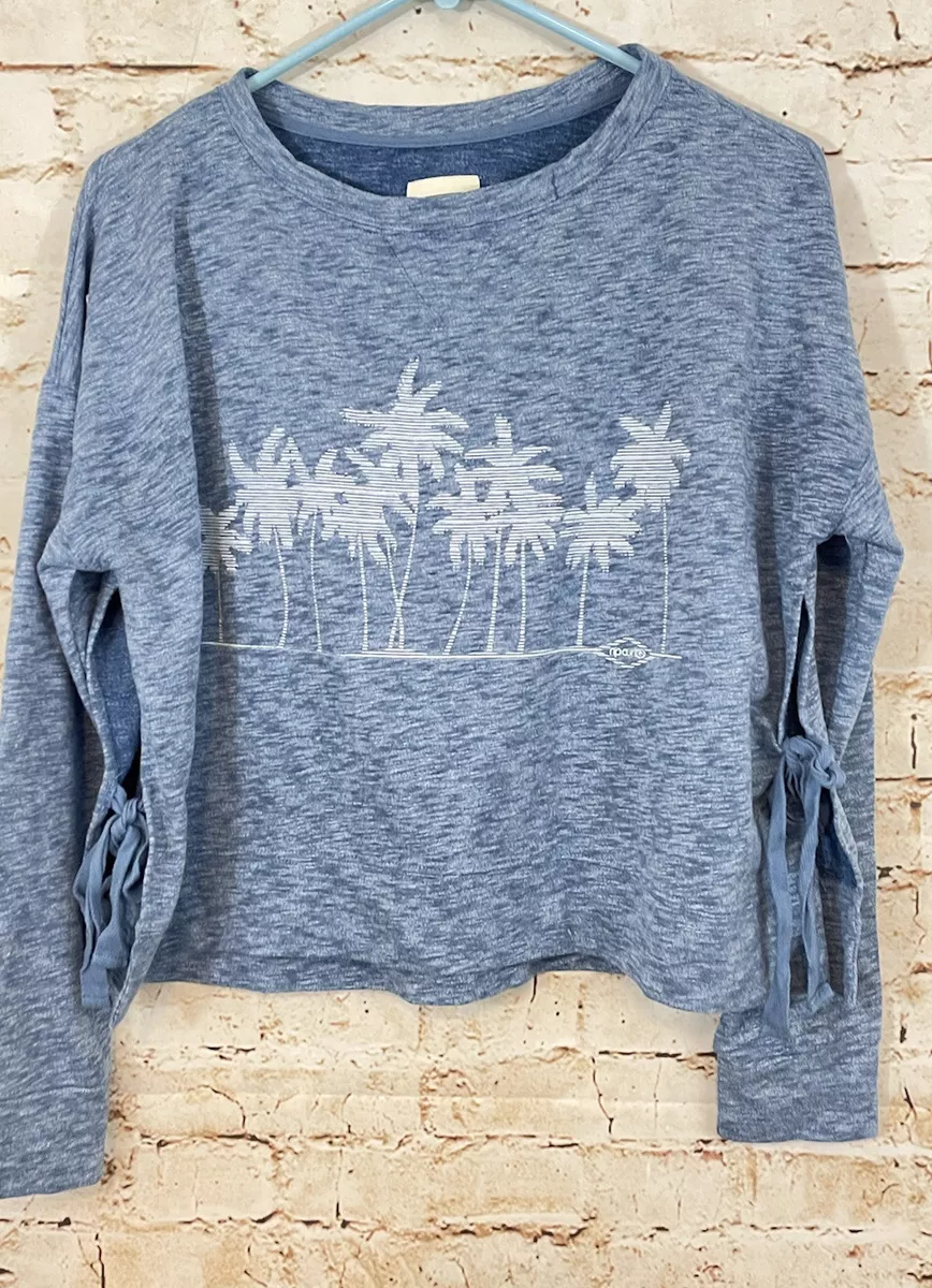Rip Curl womens medium Sweatshirt palm tree side slit bows crop