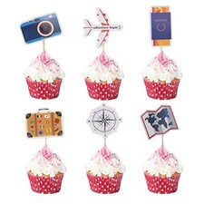 GotGala 24 PCS Travel Theme Cupcake Topper Aereo Mappa Macchina
