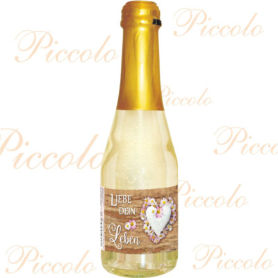 Liebe dein Leben: Piccolo Secco Sekt Glückwunsch Geschenk Frau Freundin Herz