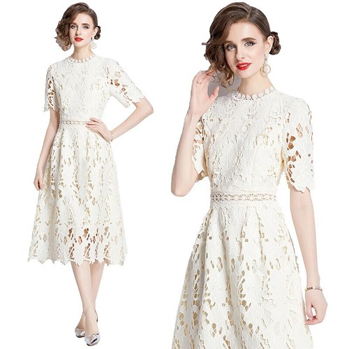 Sim & Sam Womens Small Midi Dress Pockets Rayon Linen Cotton Lined  Cottagecore | eBay