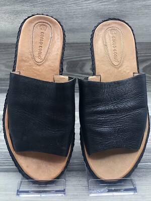 Corso Como Womens  Flat  Black Leather Sandals 5  1/2 M
