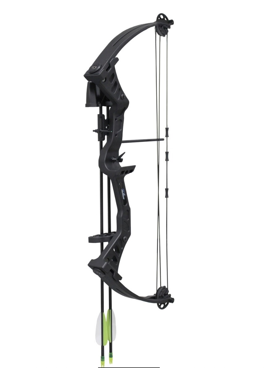 Arco de tiro compuesto Hellbow Besra de iniciación con poleas regulables negro