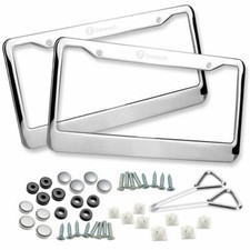 Zone Tech 2x Slim Stainless Steel License Plate Frame Screw Cap 4 Hole