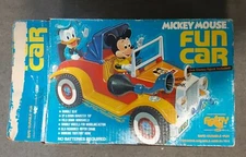 Vintage 1977 Remco Funtoy Walt Disney Large Plastic Mickey Mouse Fun Car w/ Box