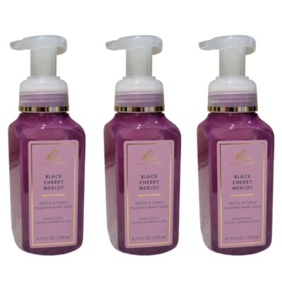 3 Bath & Body Works Foaming Hand Soap GENTLE & CLEAN BLACK CHERRY MERLOT 8.75 OZ