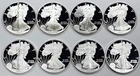 LOT OF 8 MIXED DATE 1 OZ .999 FINE AMERICAN SILVER EAGLE PROOFS! NICE! NR #G3445