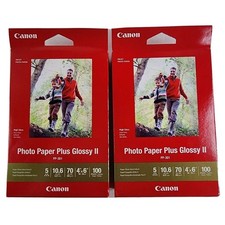 Lot of 2 Canon Photo Paper Plus Glossy II PP-301 4  x6" 100 Sheets Each - New