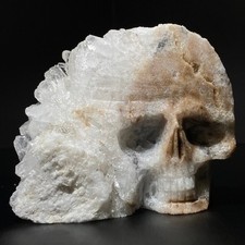 221g Natural white crystal cluster mineral specimen hand-carved skull Decoration